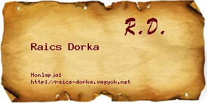 Raics Dorka névjegykártya